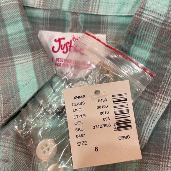 Girls Pretty Cool Plaid Button Up Shirt 2-Piece Set - Picture 5 of 11